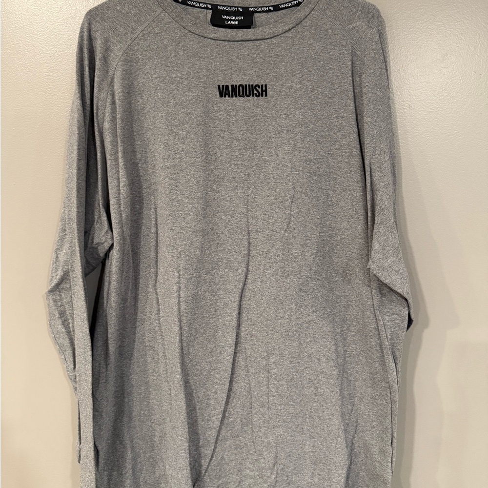 Gray Long Sleeve Tee with Minimalist Design
